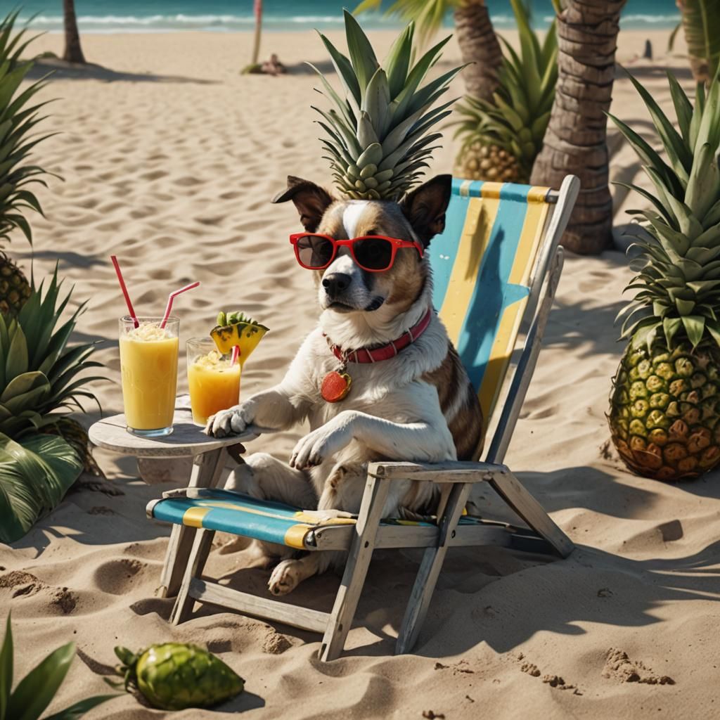 Dog Chilling on Beach: Fantasy Concept Art