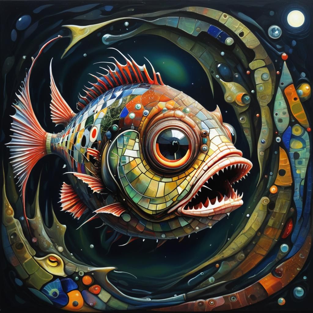 Angler Fish Oil Painting in Pop Surrealism Style