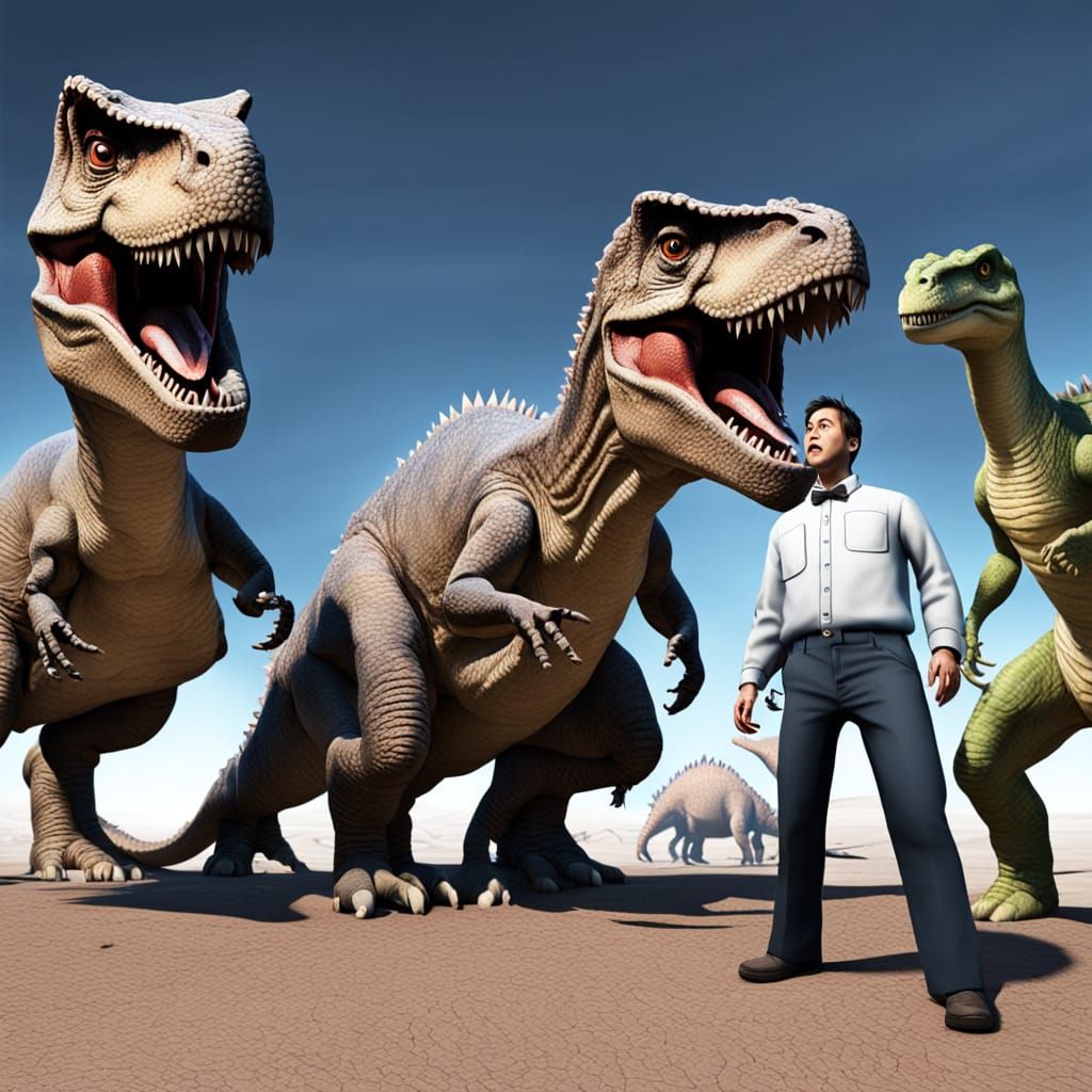 Dinosaurs and Scientists in a Dynamic Composition