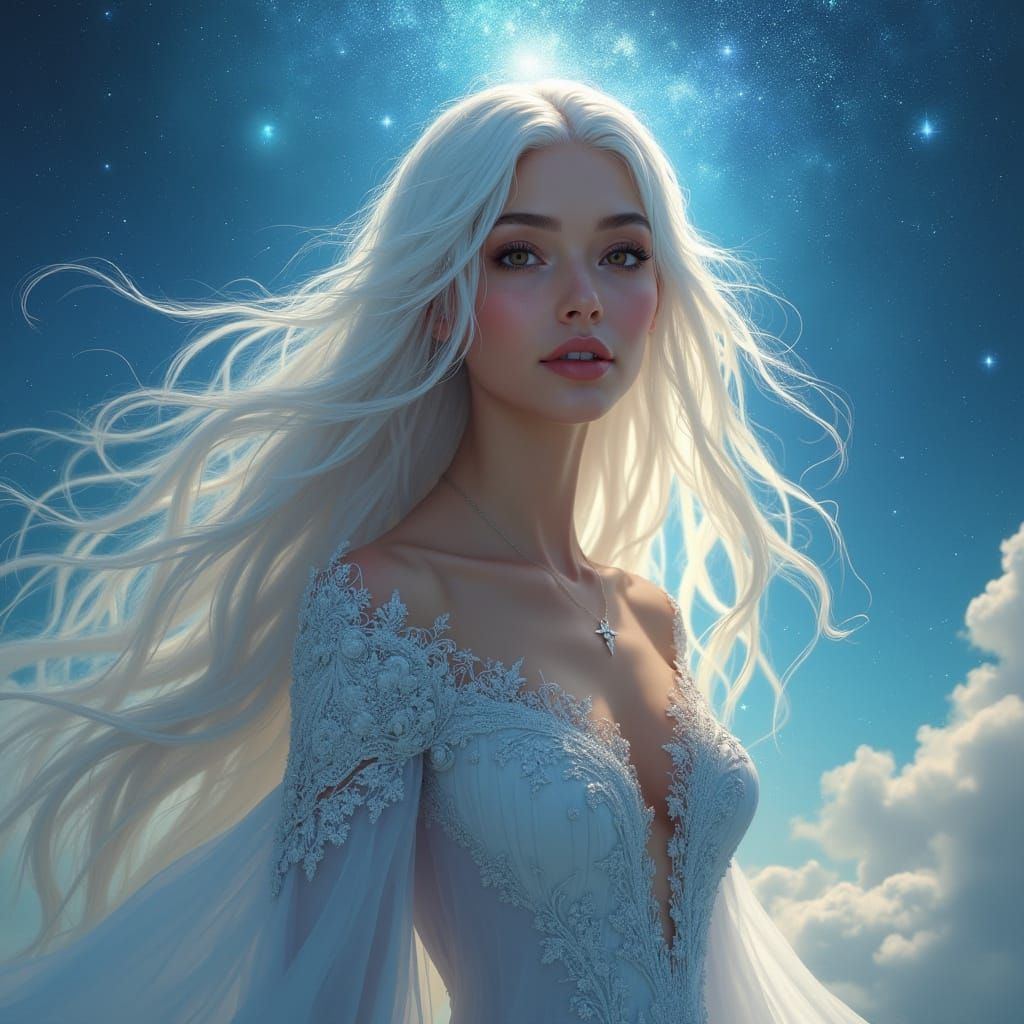 Ethereal Pleiades Goddess Ascends to Celestial Realm