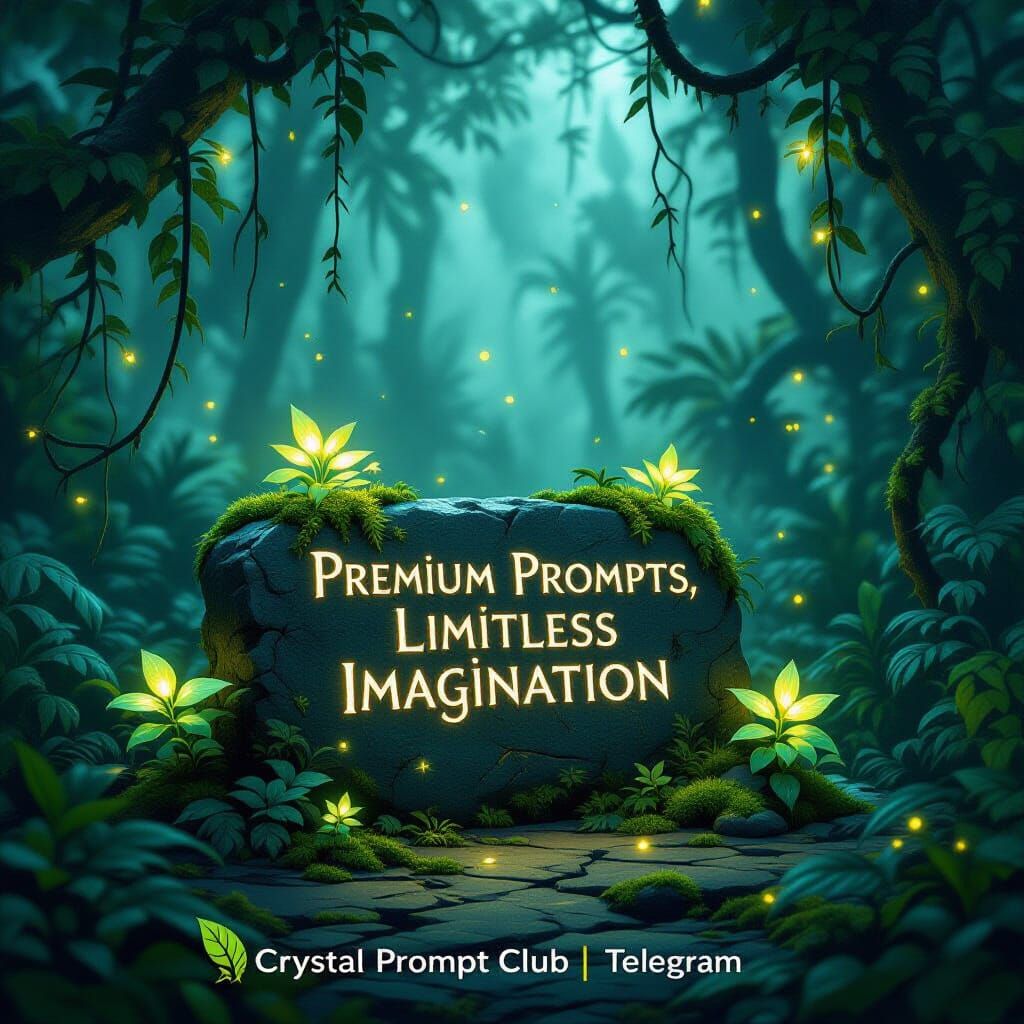 Enchanted Jungle with Glowing Plants in Matte Painting Style