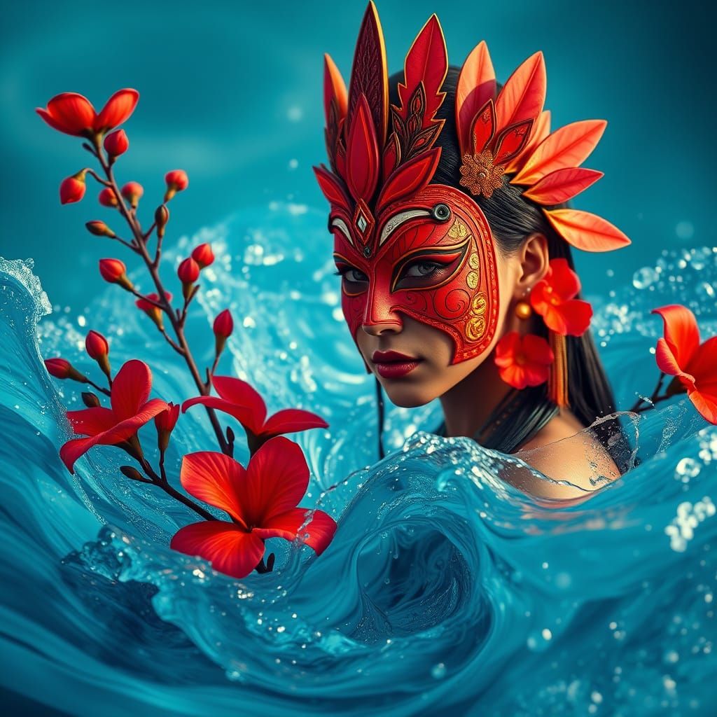 indigenous red face mask