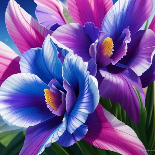 Vivid Irises at Daybreak in Hyper-Detailed Photo Realism