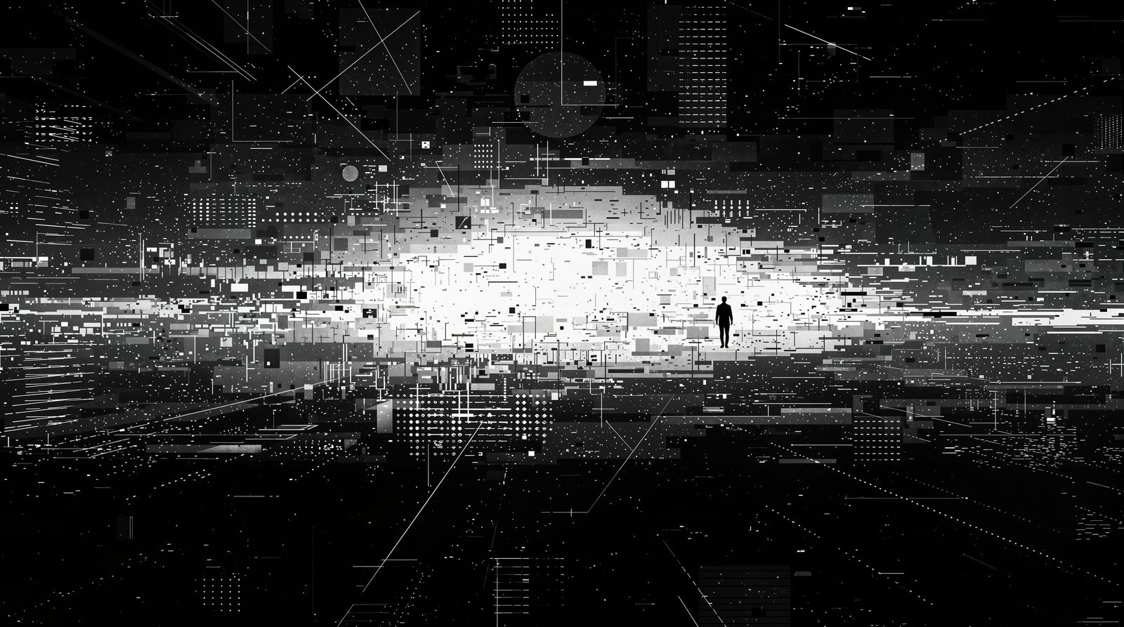 Haunting Abstract Digital Landscape with Glitches