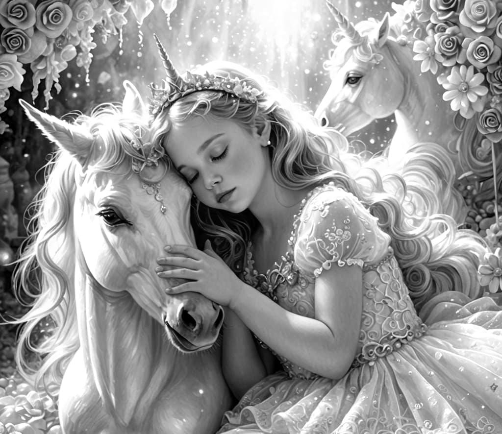 Baby Princess and Magical Unicorn in Candyland Style