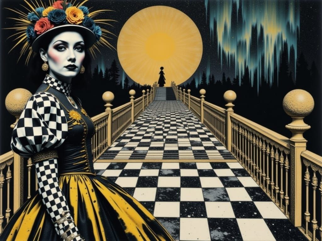 Queen of Hearts in Geometric Pop Art Style