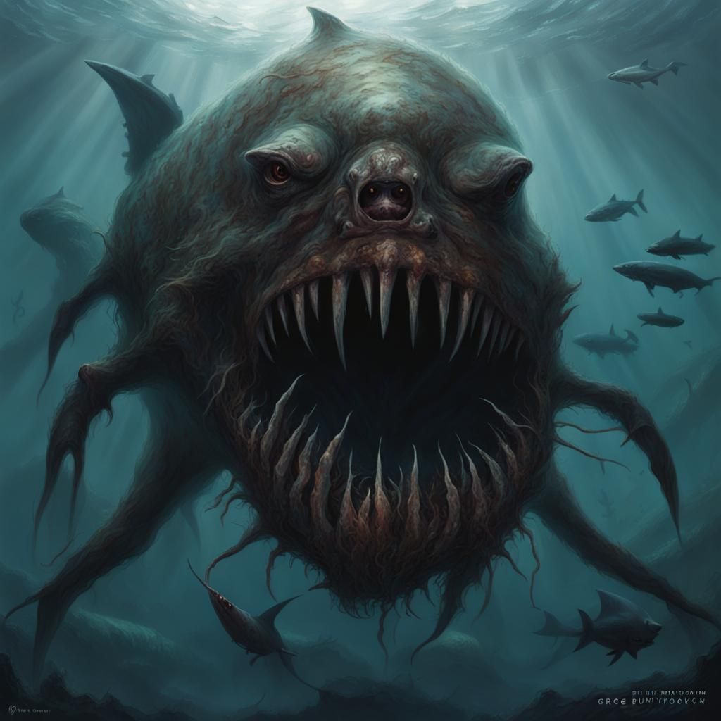 Sinister Ocean Creatures in a Greg Rutkowski Style