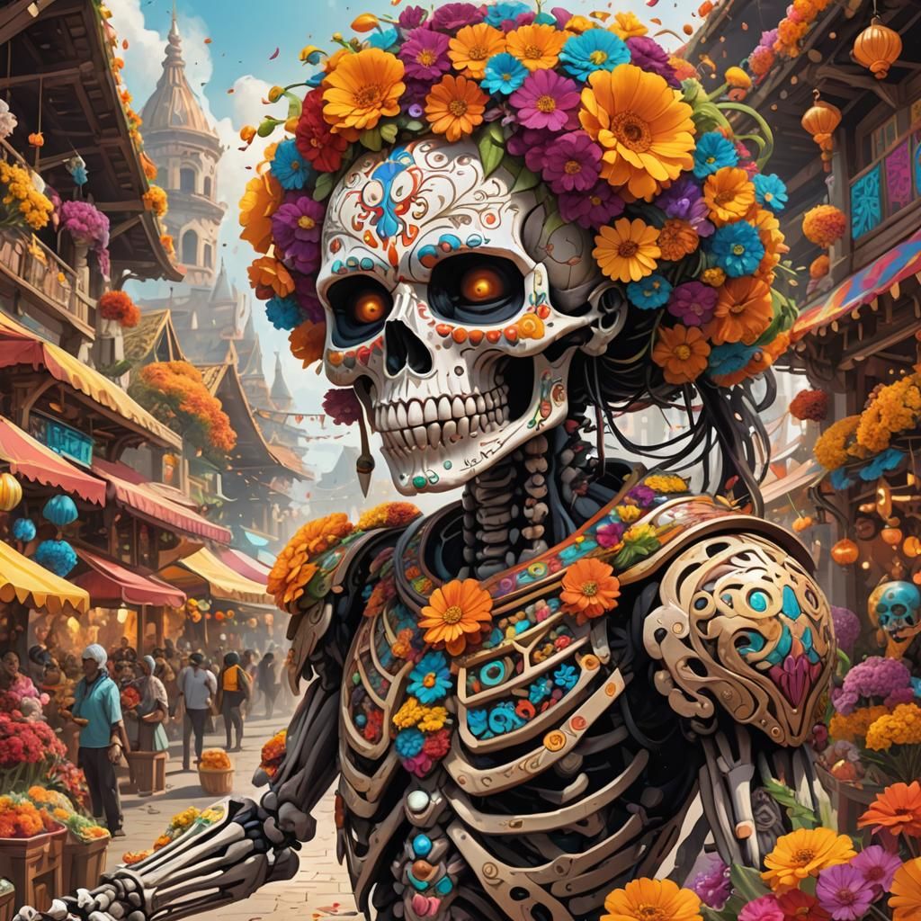 Day of the Dead Titan on Bone Island, Fantasy Art