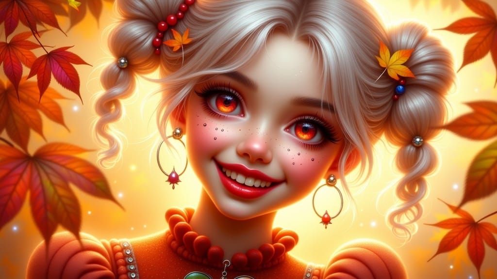Joyful Woman in Autumnal Light, Fantasy Portrait
