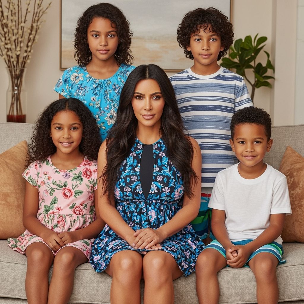 Kim Kardashian Family Portrait in Cozy Setting