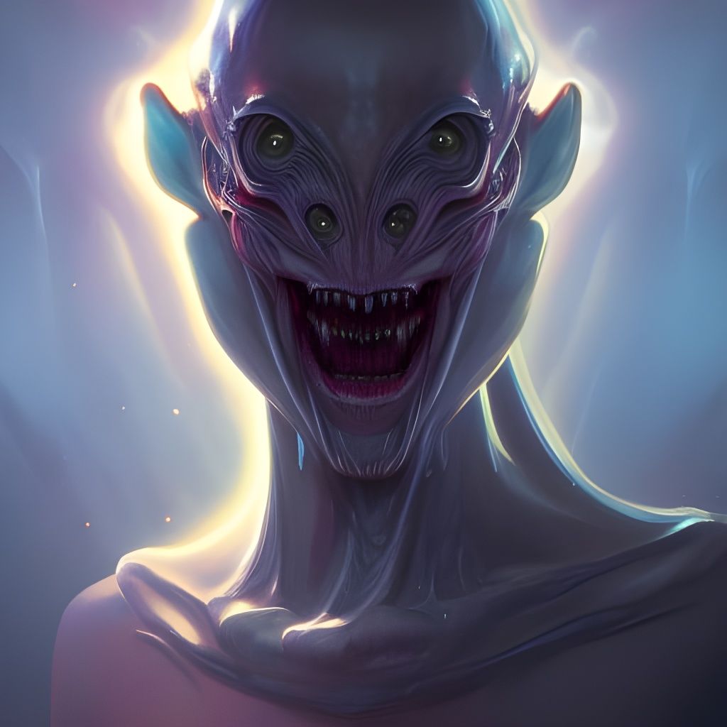 Eldritch Crystal Alien Portrait in Hyperdetailed Style