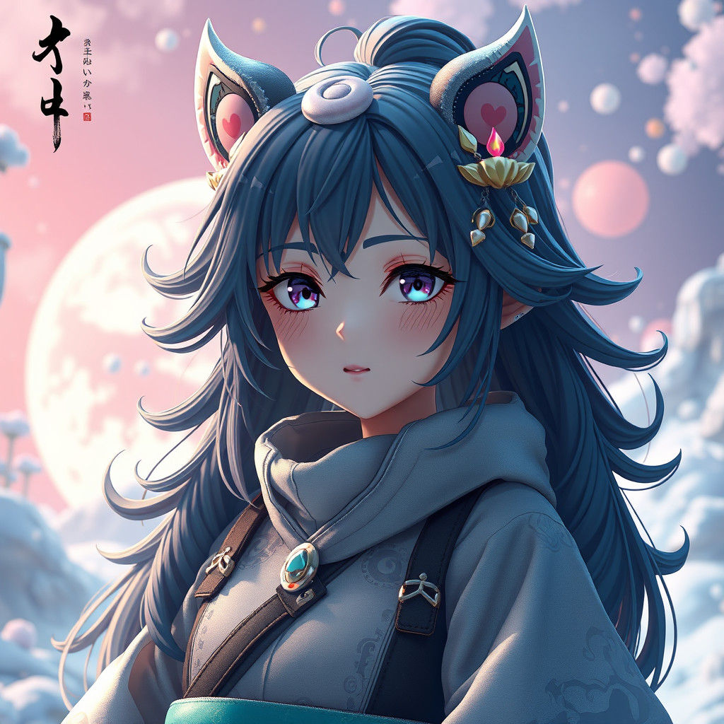 Anime-Inspired 3D Character in Hyper-Detailed Environment