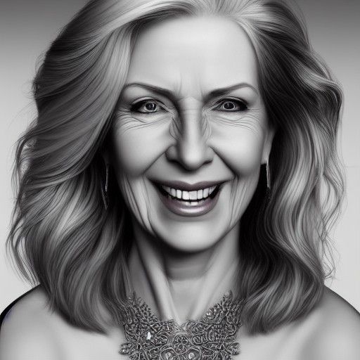 Hyper-Realistic Portrait of Laughing Blonde Woman