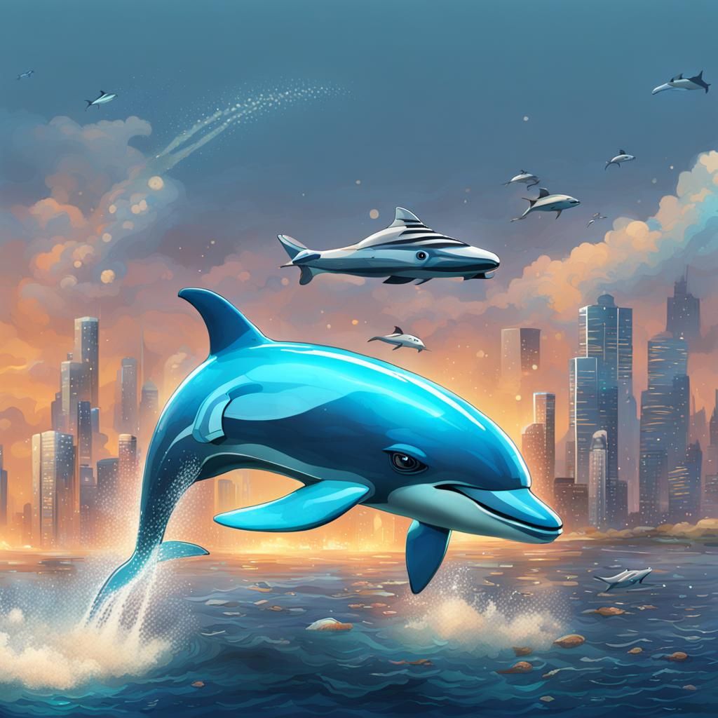 Futuristic Robot Dolphin Swimming Underwater
