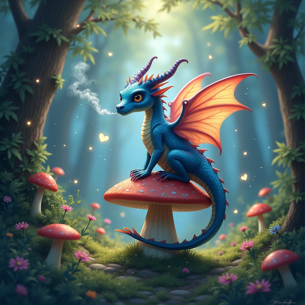 Enchanted Fairy Dragon in Whimsical Forest