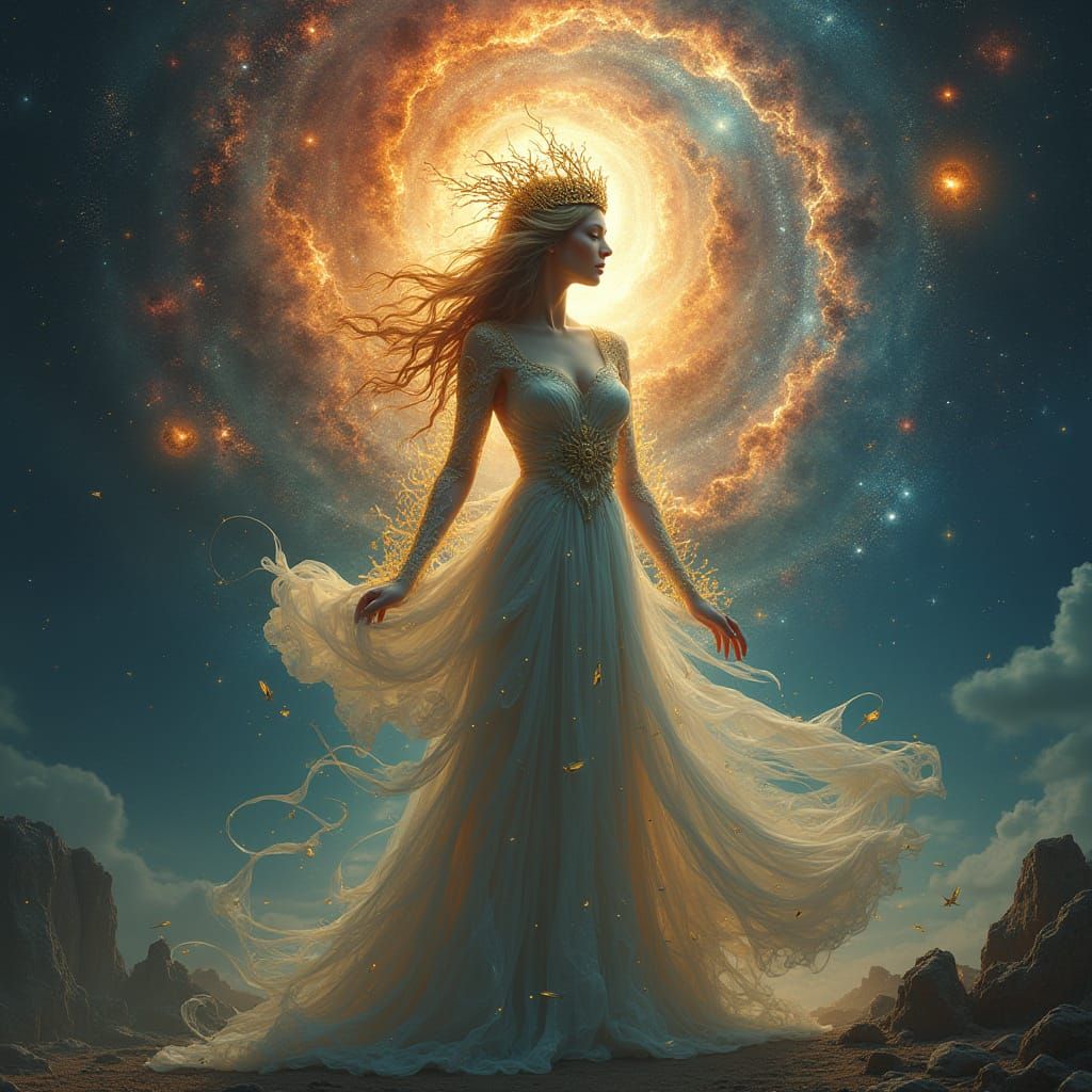 Ethereal Goddess in Dying Galaxy Radiates Power and Melancho...