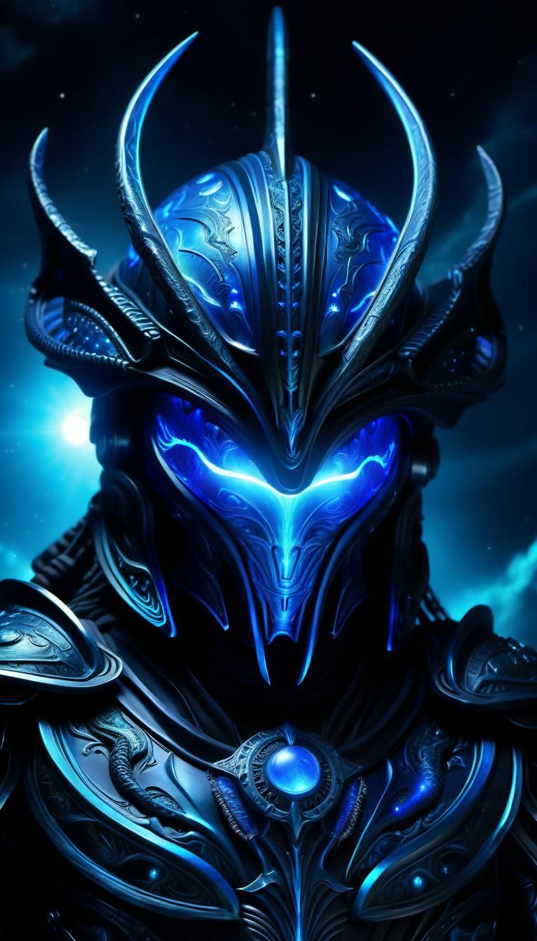 Enchanted Alien Battle Helmet in Dark Fantasy Style