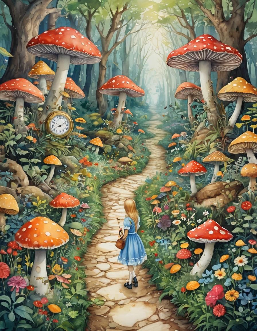 Dreamlike Fantasy Scene in Watercolor Style