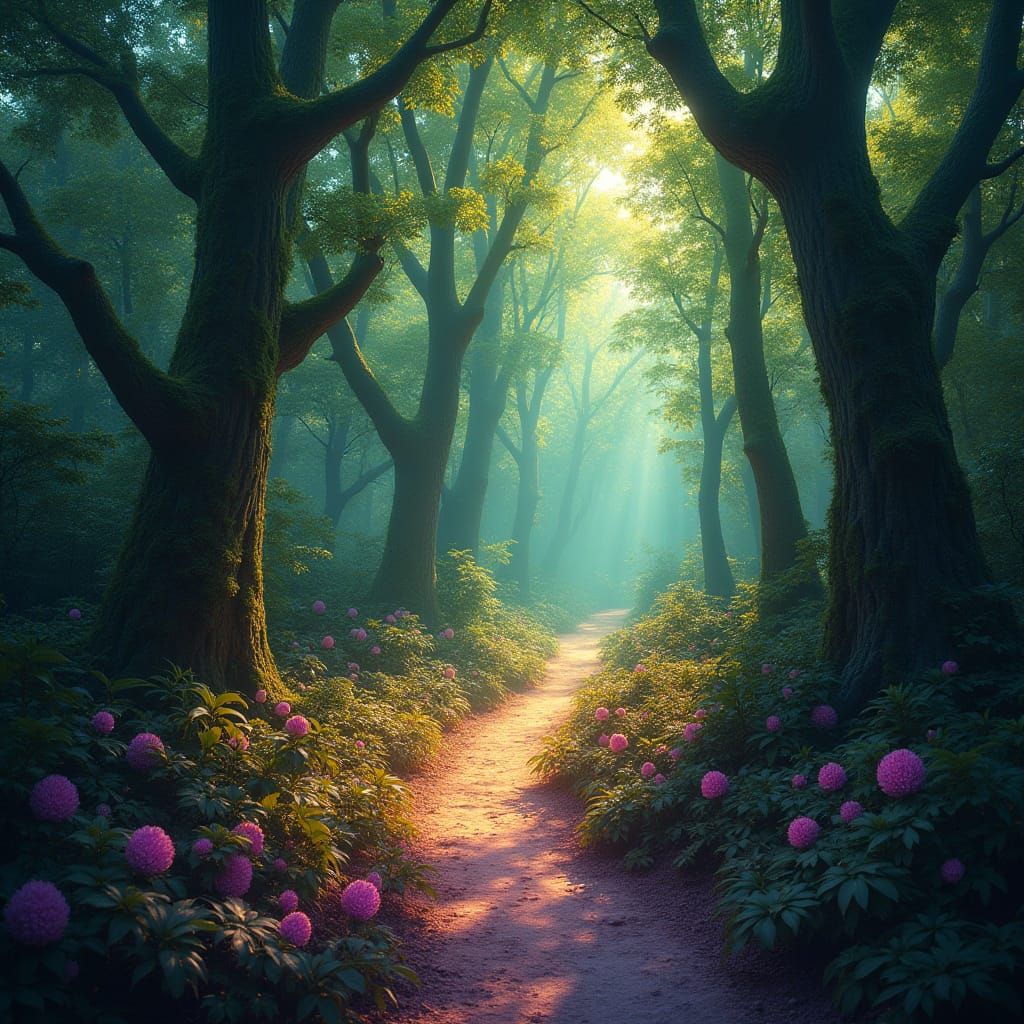 Luminous Forest of Crystalline Fractals in Vibrant Hues