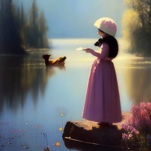 Puppy's Bubble Bath: Vintage Children's Art