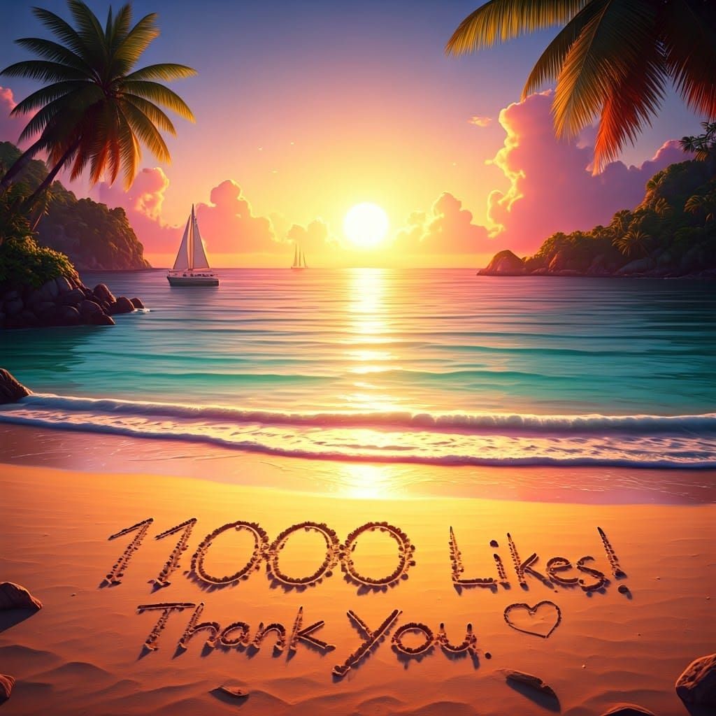 Beach Sunset Reveals '10,000 Likes' Message