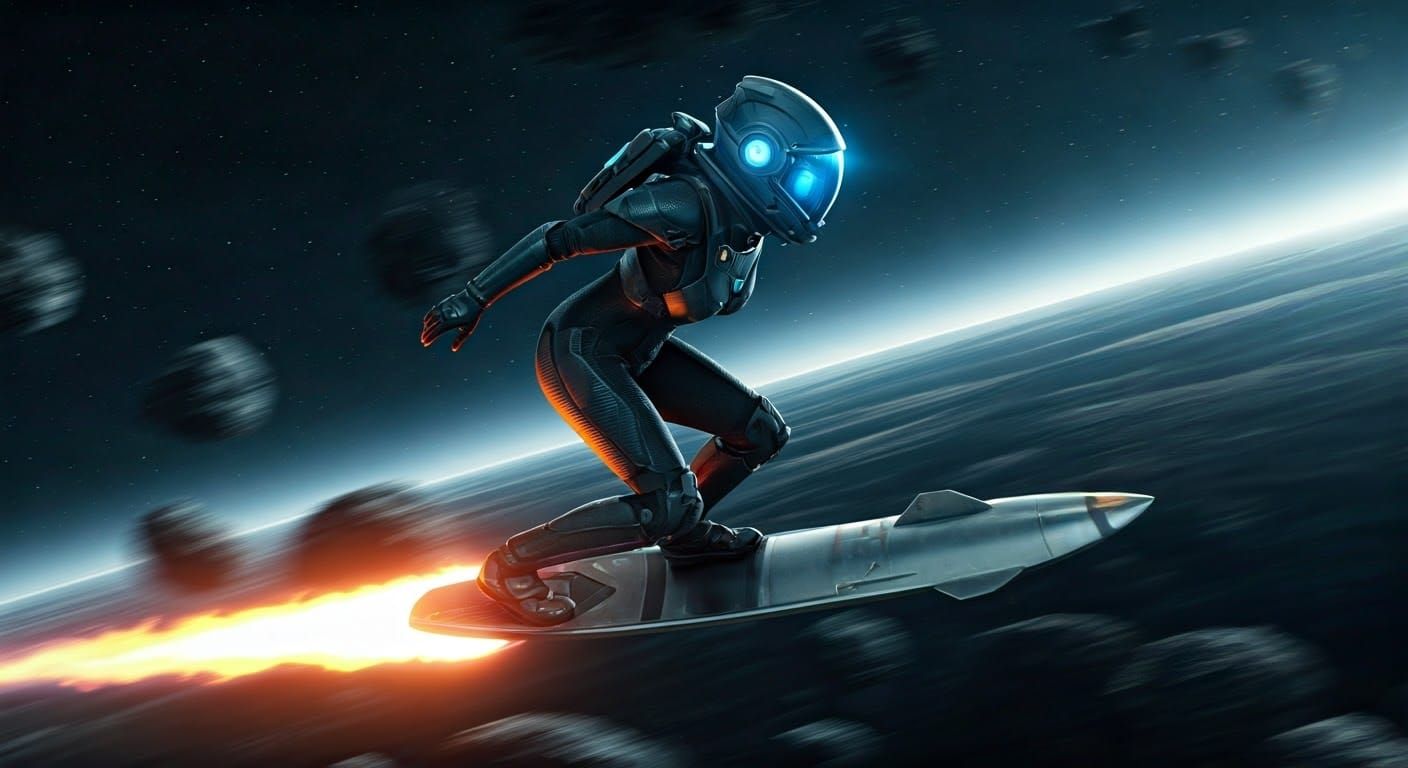 African-American Woman Rides Rocket-Powered Surfboard Throug...