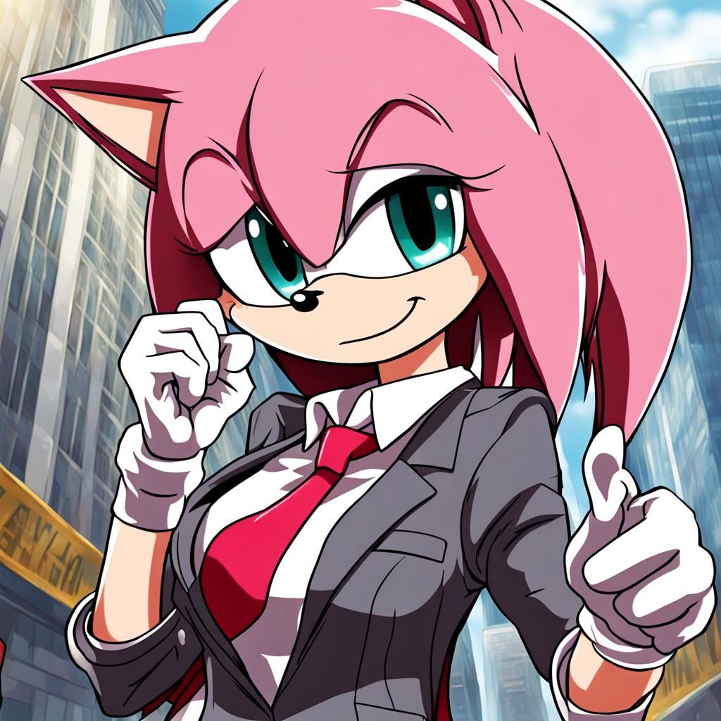 Amy Rose as a Lawyer in Anime Style