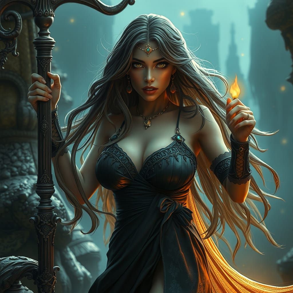 Fantasy Witch Portrait in Luis Royo Style