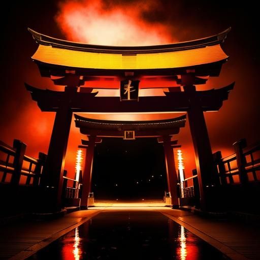 Dramatic Torii Gate in Professional Photography Style
