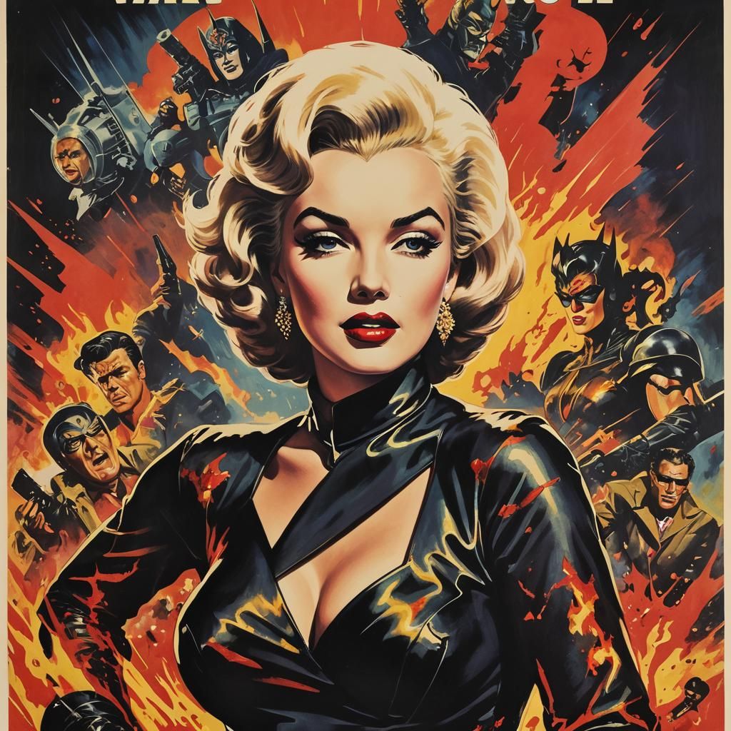 1960s Marilyn Monroe Supervillain Movie Poster