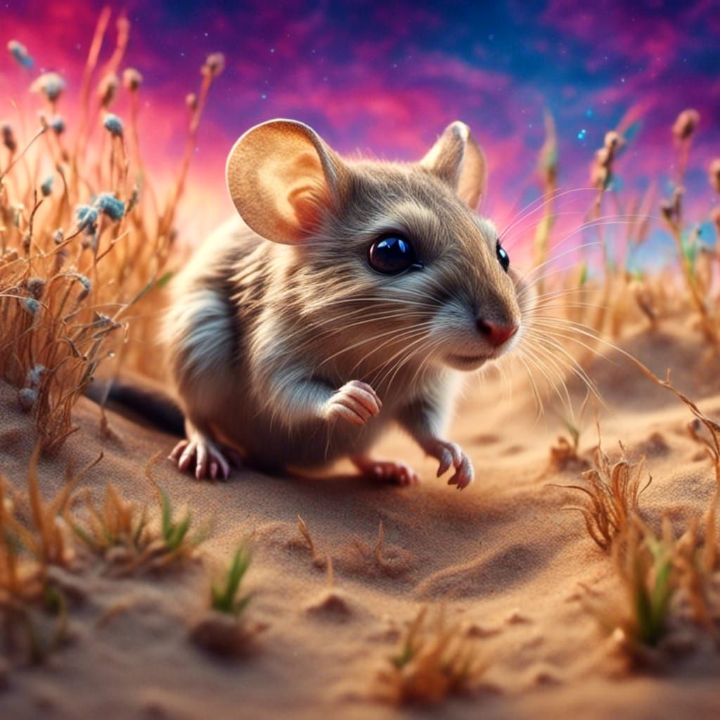 Kangaroo Rat Mid-Hop in Impasto Style