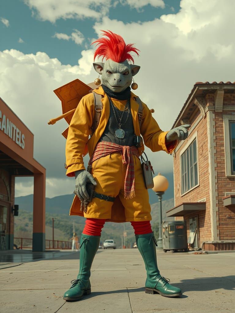 Anthropomorphic Humanoid in Pop Art 80s Style