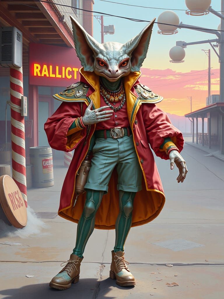 Anthropomorphic Figure in Pop Art 80s Airbrush Style