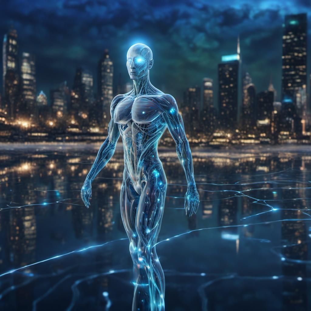 High-Tech Hologram Digital Art Landscape