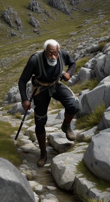 Resilient Man Ascends Mountain Trail