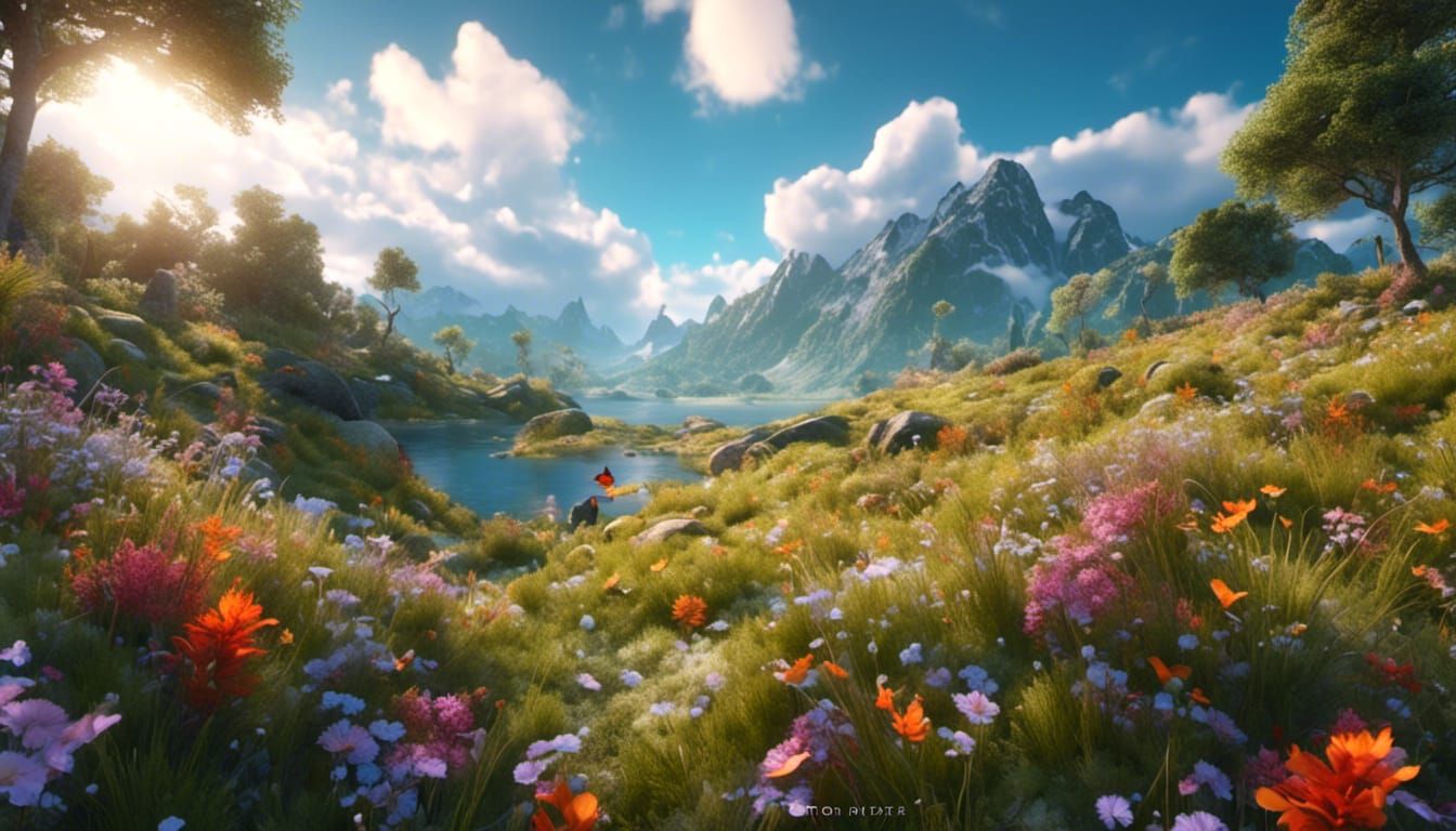 Heavenly Paradise: Realistic Scenery with Ray Traced Lights