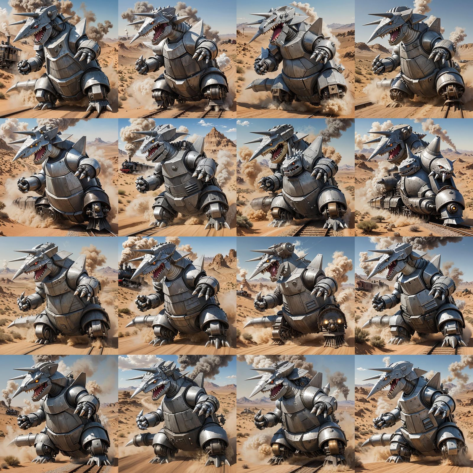 Aggron Drives Steam Train Through Barren Desert