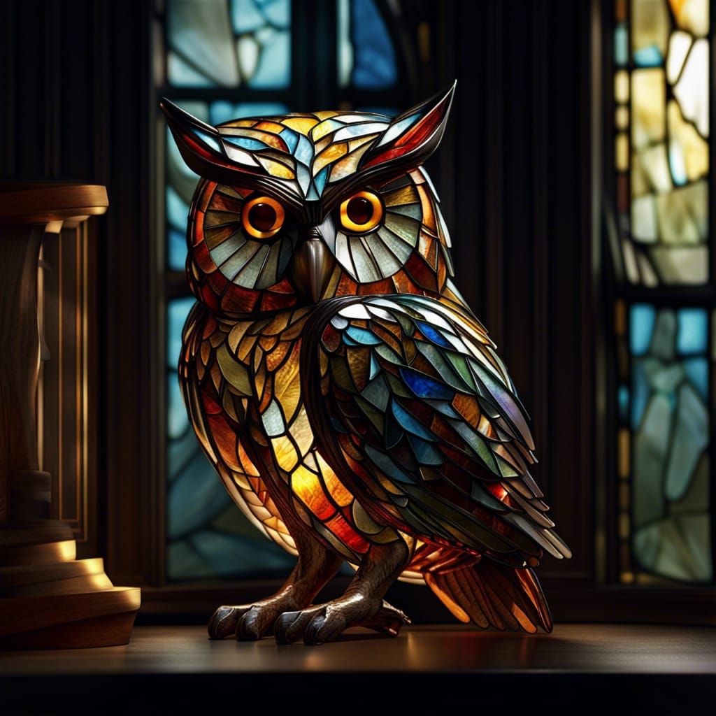 Stunning Stained Glass Owl CGI Masterpiece