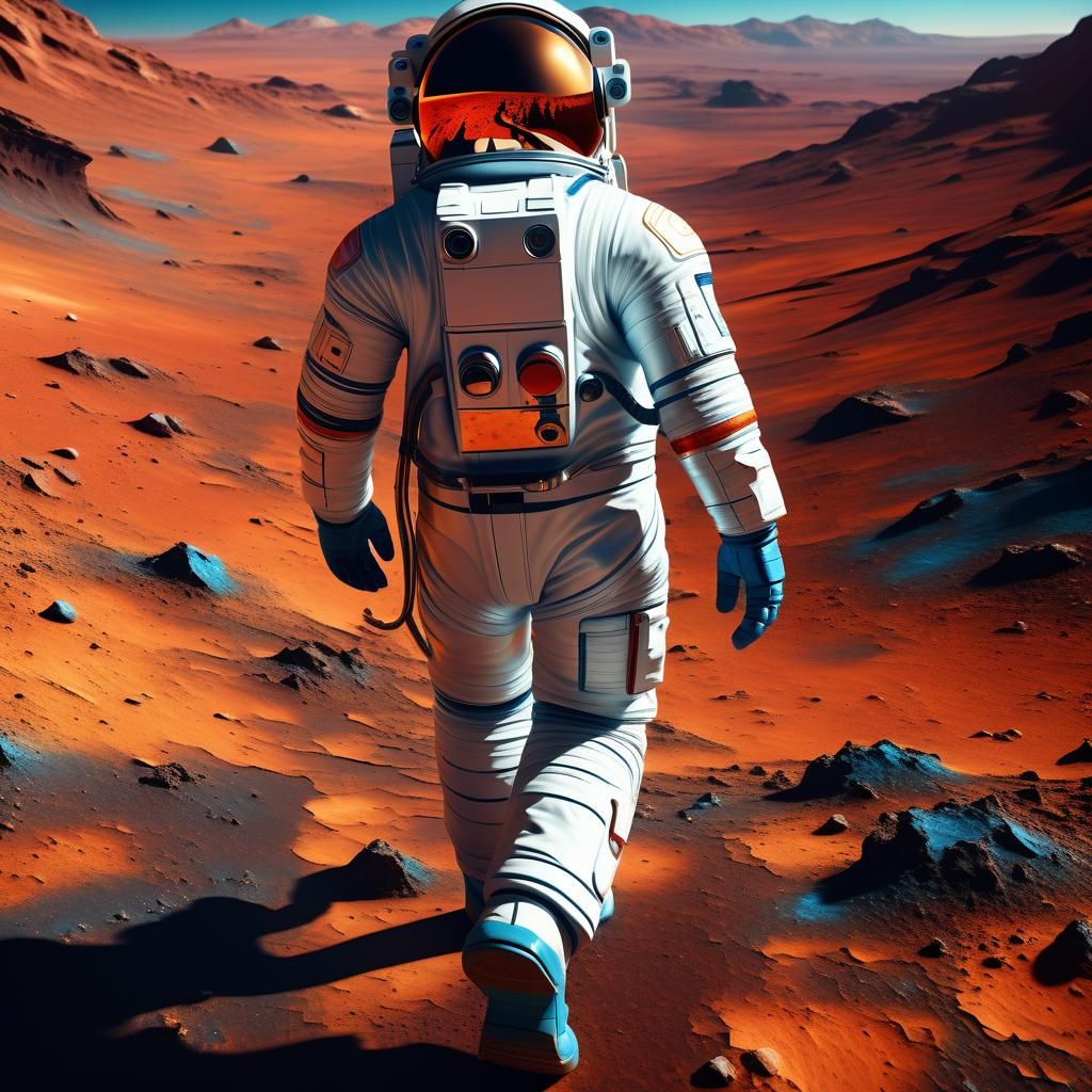 Astronaut on Mars in Hyper-Realistic Sci-Fi Art