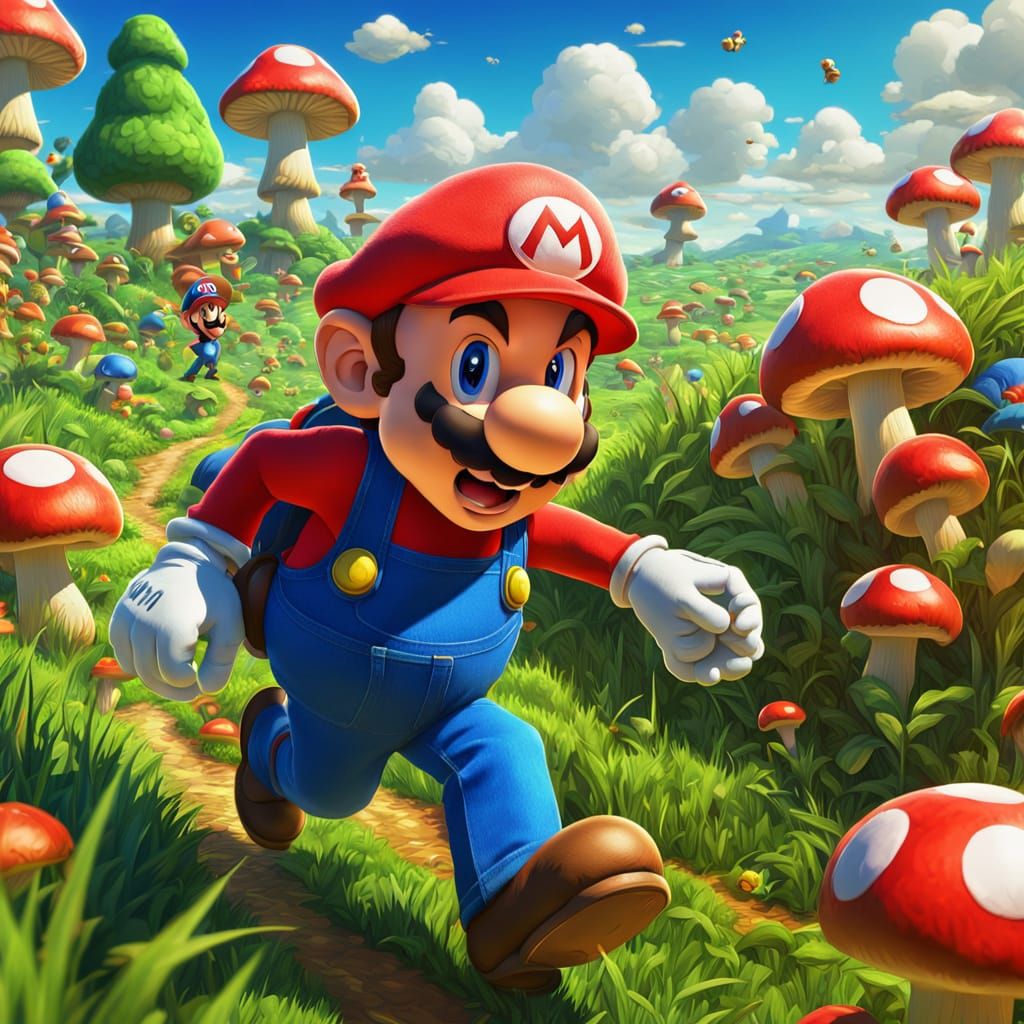 Mario Runs Through Mushroom Kingdom: Pixar-Style 3D Animatio...
