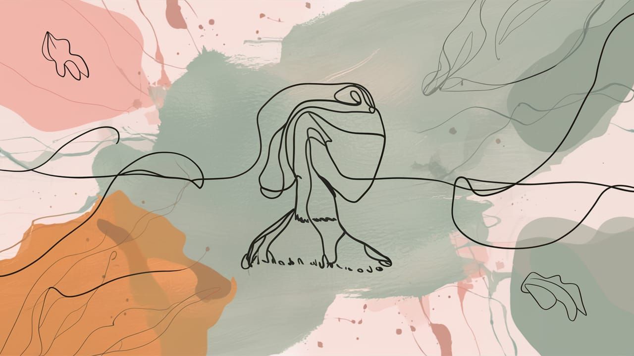 Minimalist Japandi Line Art with Abstract Shapes