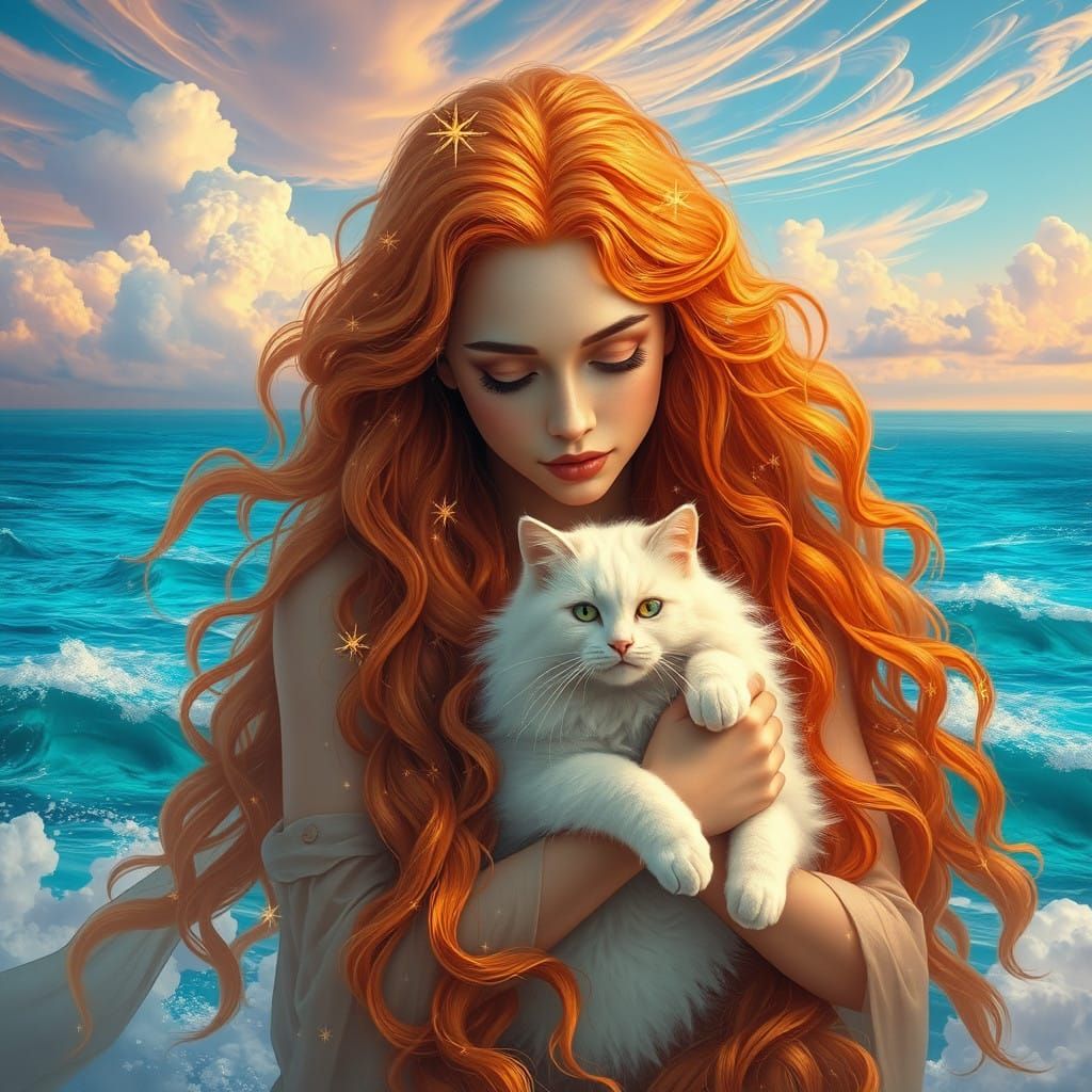 Golden Goddess with Celestial Cat