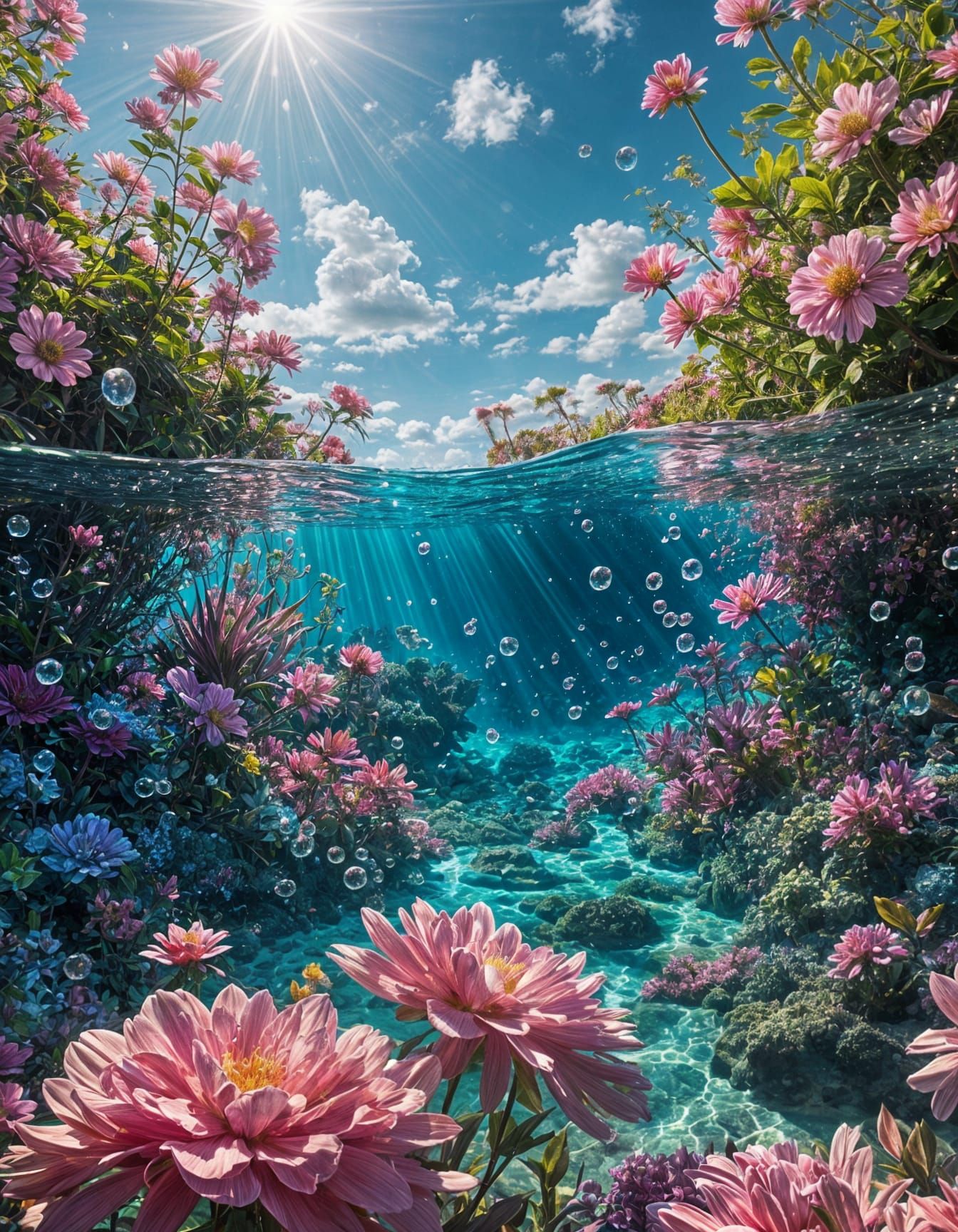 Iridescent Underwater Garden in Disney Style