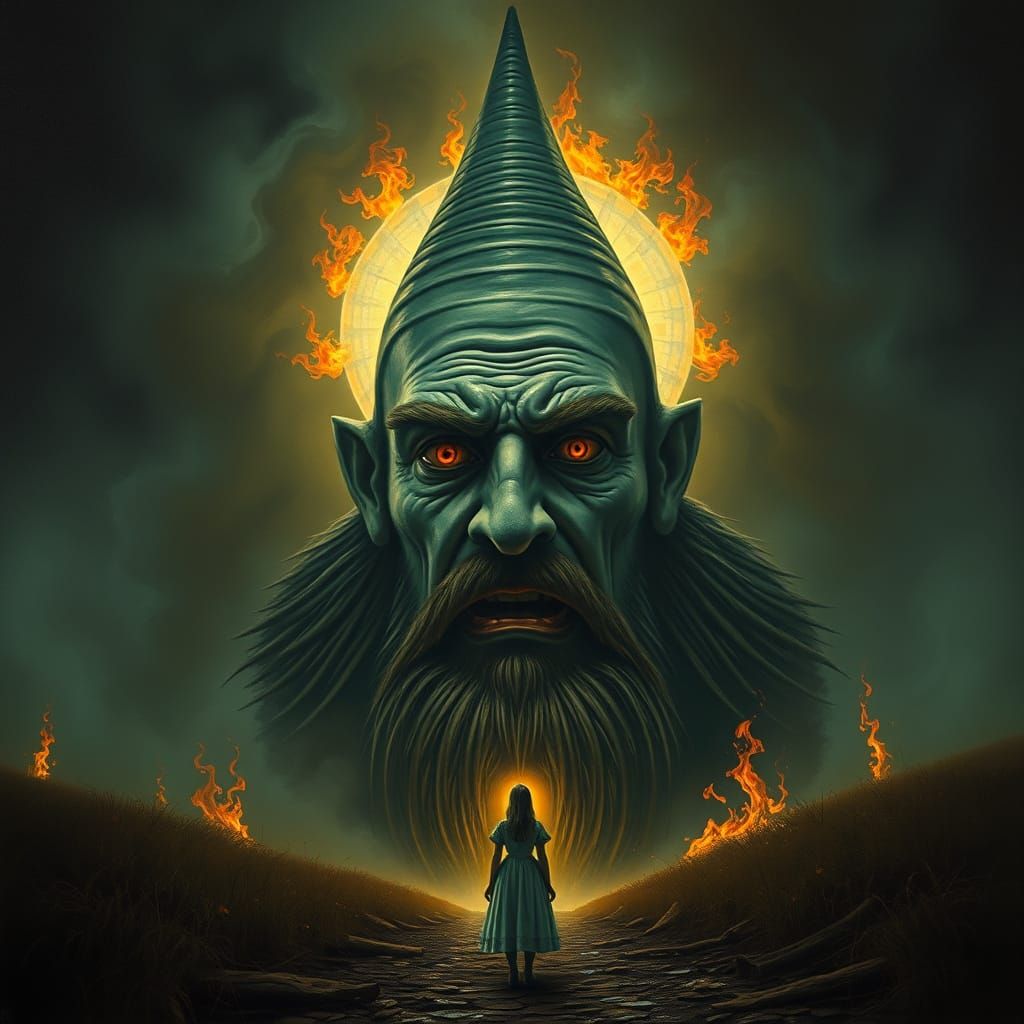 The Wizard of Oz as a Giant, Ominous Head in a Dark, Mystica...