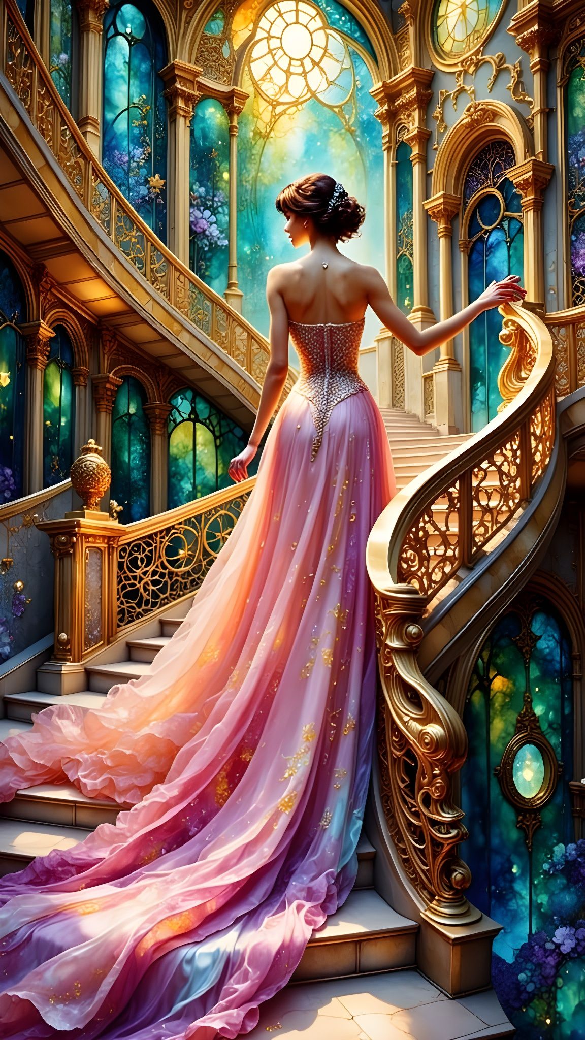 Ethereal Goddess Descends in Art Deco Splendor