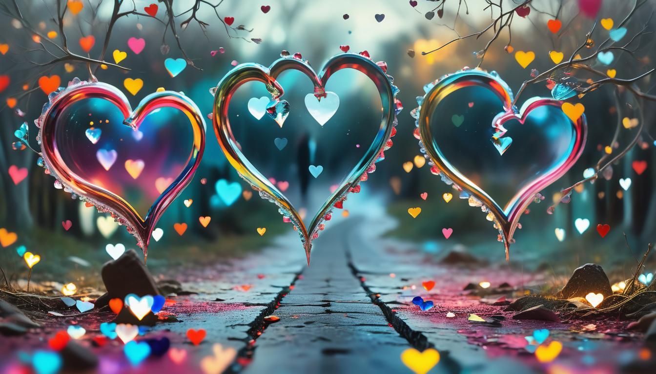 Surreal Crystal Hearts with Diverging Paths