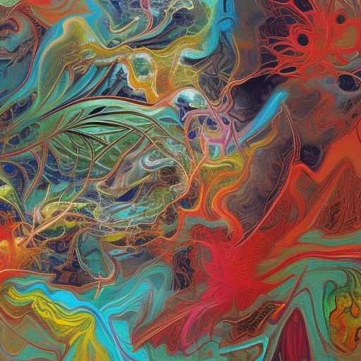 Colorful Valkyrie in Abstract Expressionist Style