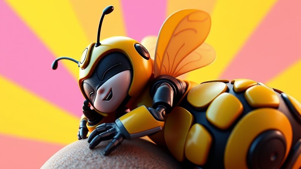 Sleepy Bumblebee in 3D Digital Art