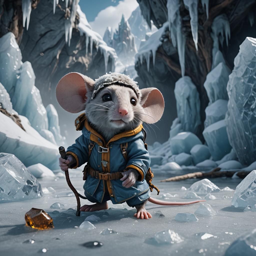 Mouse Explorer in Ice, Detailed Matte Painting
