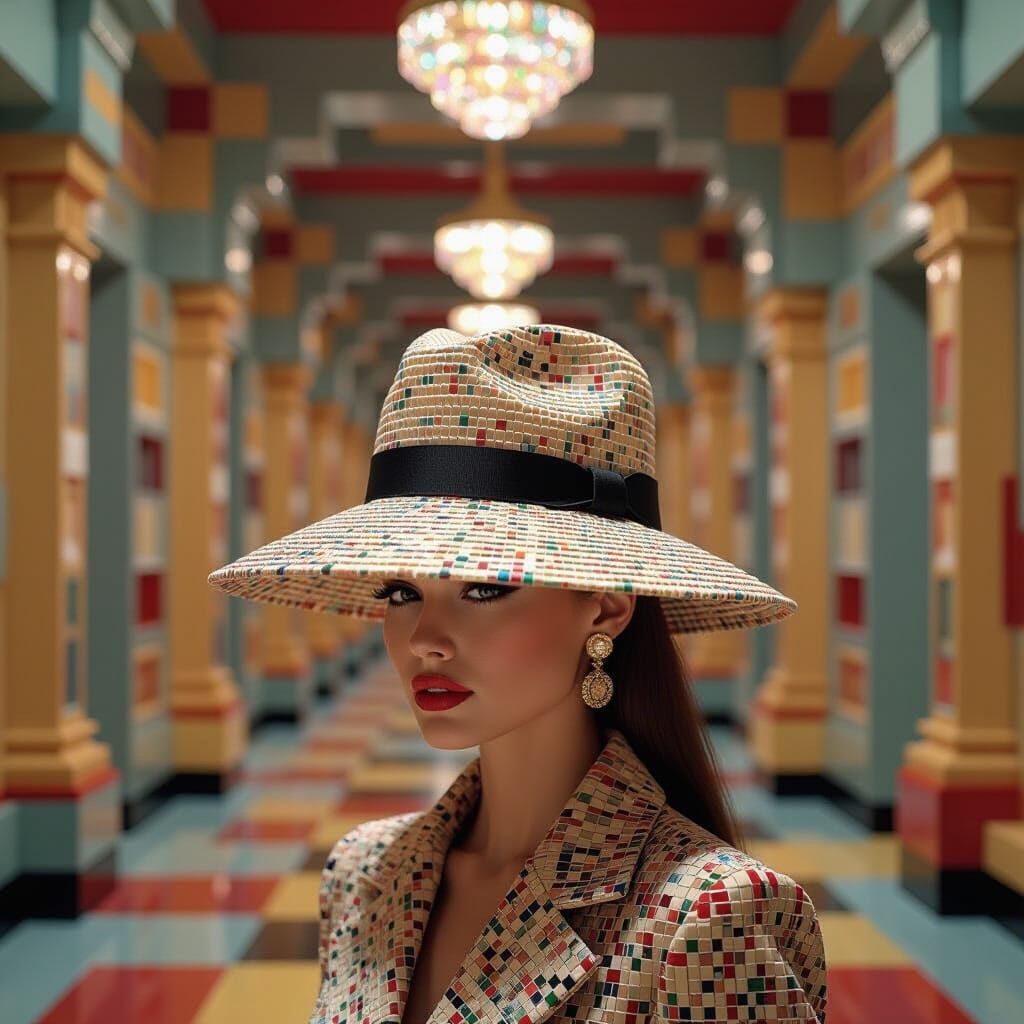 Lego Hat at Colorful Art Deco Fashion Show